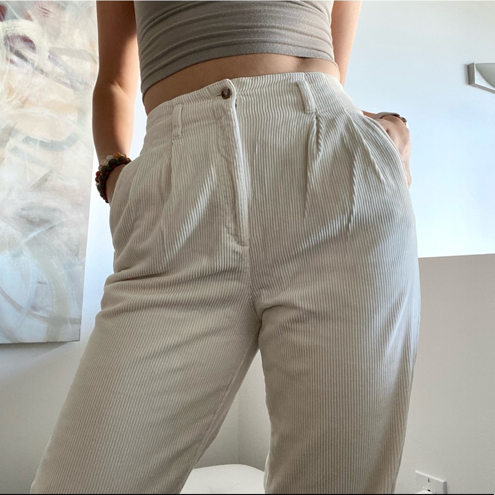 Vintage Cream Corduroy Trousers